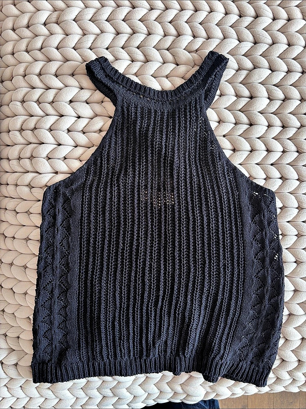 Sézane Knit Criss Cross Tank Black